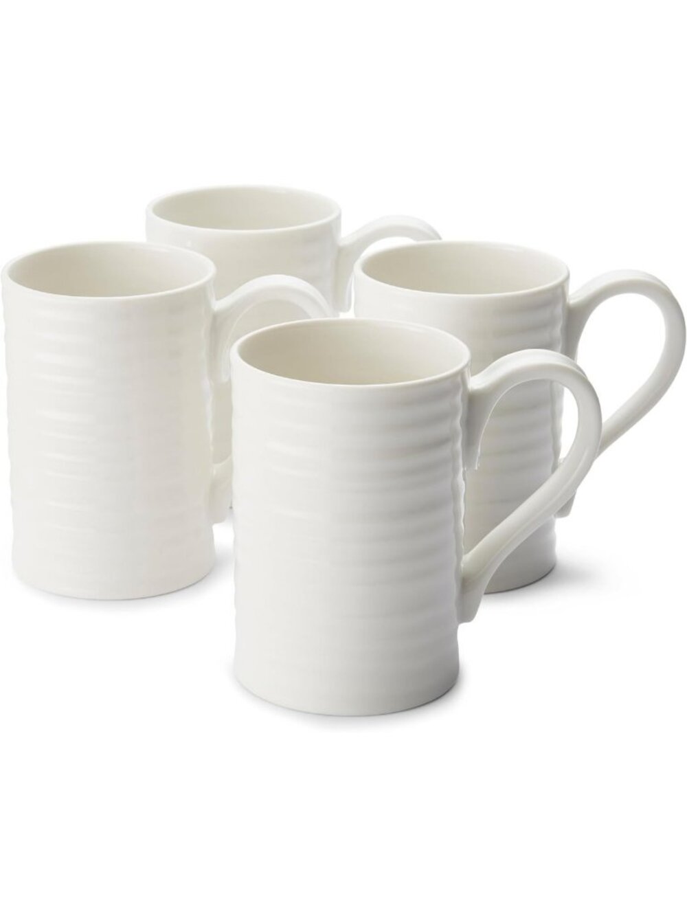 Elegant White Porcelain Mugs Set of 4 – 12 Oz Coffee & Tea Cups for Dining